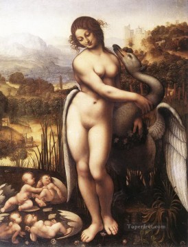  Leonardo Lienzo - leonardo da vinci leda y el cisne clásico desnudo